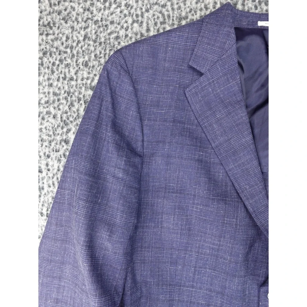 Peter Millar Blazer Mens 46R Navy Blue Good Glen Plaid Patch Pocket Sport Coat